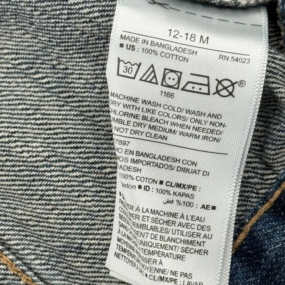 Old Navy Denim Trucker Jacket Baby Boy 12-18 Months Medium Wash Blue‎ Cotton